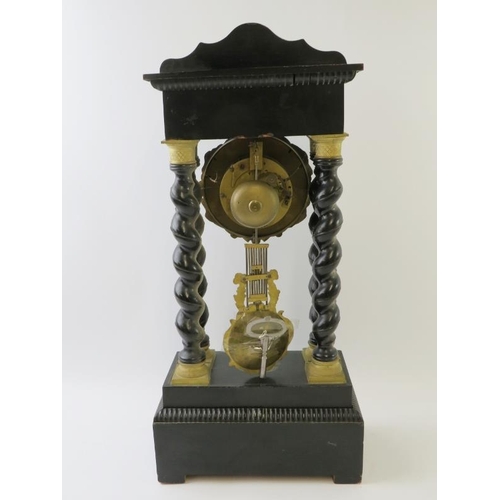 285 - A 19th century French Boule work mantel clock by Marti Et Cie with striking movement and barley twis... 