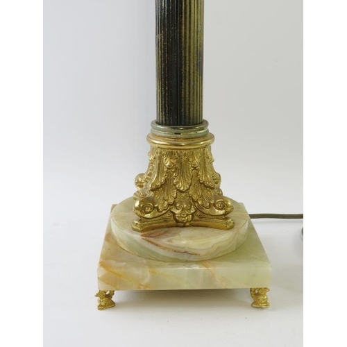 289 - A retro Italian onyx and gilt brass Corinthian column table lamp, overall height 52cm.
Condition rep... 