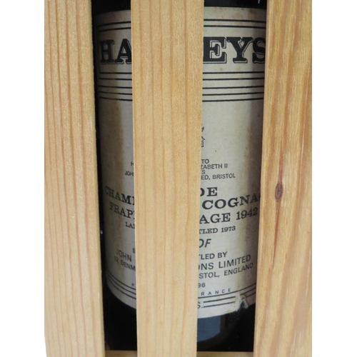 329 - A bottle of Frapin 1942 vintage Grande Champagne Cognac, Harveys labelling, landed 1964, bottled 197... 