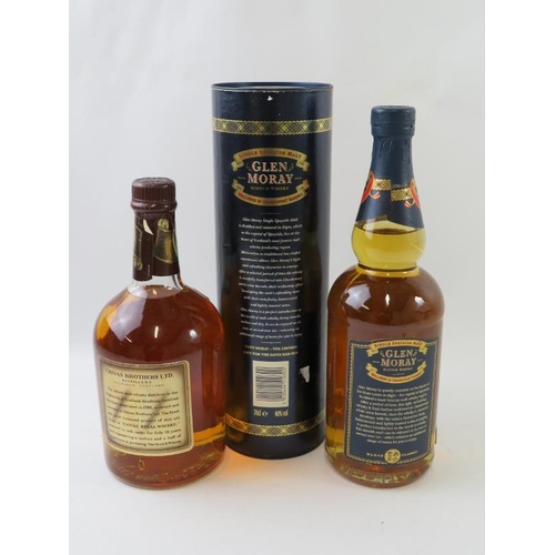 343 - 2 bottles: Glen moray single malt Scotch whisky, mellowed in Chardonnay barrels, 1990s bottling, 70c... 