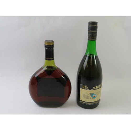 361 - 2 bottles: 1 bottle of Remy Martin VS Fine Champagne Cognac, 40% vol, 24 fl oz, 1970s bottling; 1 bo... 