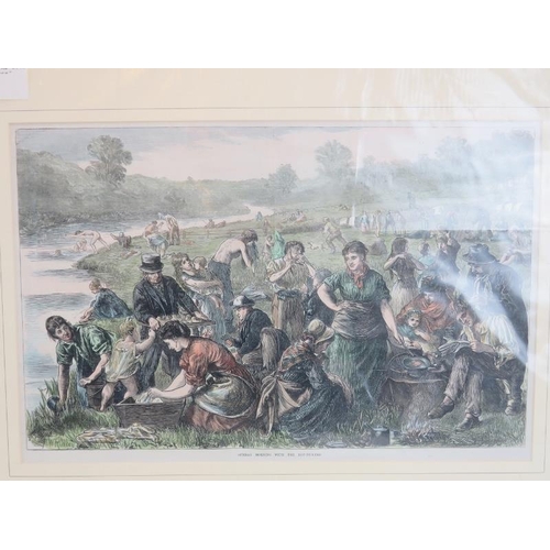 38 - A group of eight Victorian hand coloured engravings depicting hop picking related scenes in England.... 