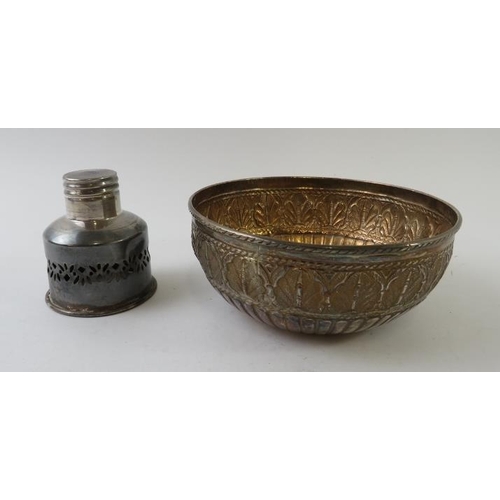 434 - Mixed hallmarked silver items to include a pepper grinder, tea strainer and stand, and candlestick. ... 