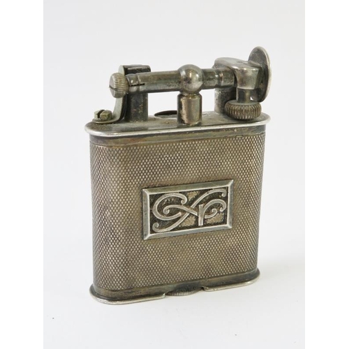 442 - A 1920s silver Art Deco Dunhill style swing arm watch cigarette lighter, hallmarked for London 1926,... 