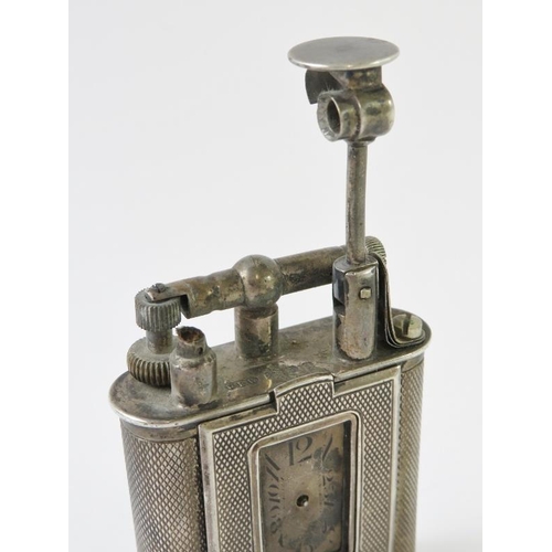 442 - A 1920s silver Art Deco Dunhill style swing arm watch cigarette lighter, hallmarked for London 1926,... 