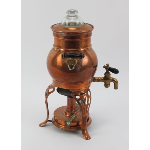 46 - An American antique copper coffee maker. With filter, lid and burner. Internally stamped ‘Landersm, ... 