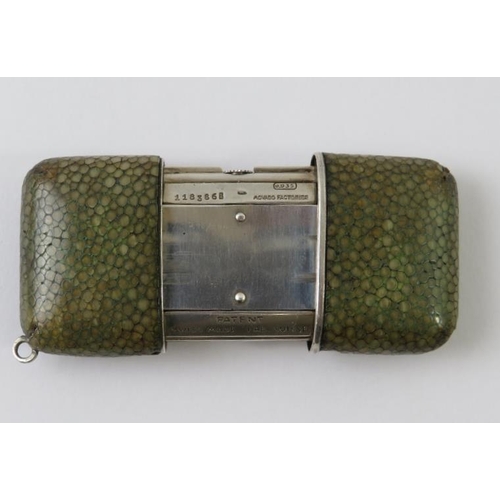 488 - A Swiss Movado Ermeto chronometre shagreen pocket / purse travel clock. Modelled with self winding s... 