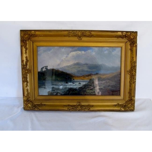 501 - A pair of framed and glazed oils on board.  Highland landscape scenes, and a landscape scene with co... 