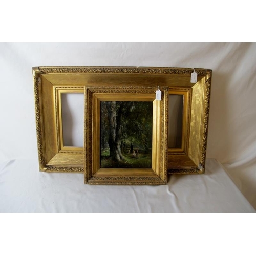 513 - Two items, a 19th Century gilt framed oil on canvas 29 x 22cms (approx).  Children in a wood (unsign... 