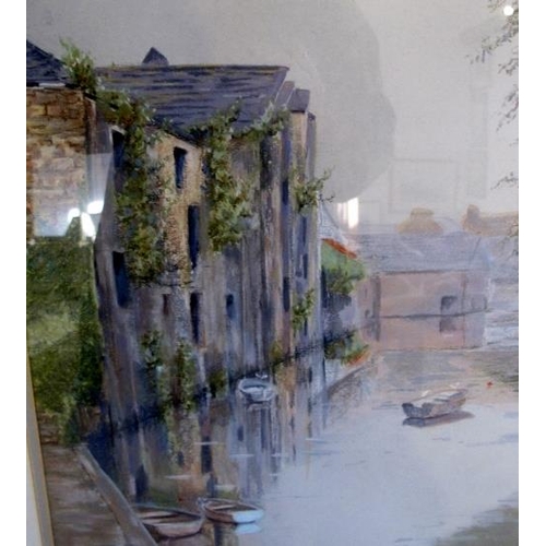 520 - Lianne Crossley framed and glazed pastel St Peter Quay.  Signed lower right 47cm x 37cm.
Condition r... 