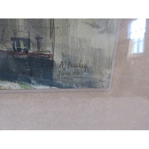 536 - Alfred Peachey.  Kent artist.  Framed and glazed watercolour 'Chatham' signed and dated 66' lower ri... 