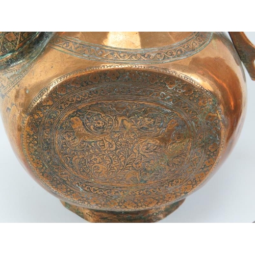 54 - A group of metalware items, 19th/20th century. Notable tems included a copper Dallah, a Japanese bra... 