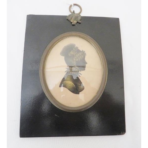 551 - Two black framed silhouette miniatures and a similar framed pencil study of a gentleman.
Condition r... 