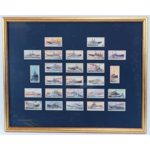 80 - A framed collection of Will’s ‘The World’s Dreadnoughts’ cigarette cards. Mounted, framed and glazed... 