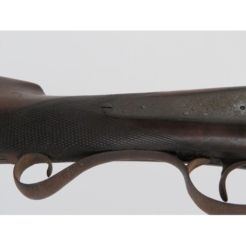 92 - A single barrel muzzle loading percussion cap shotgun, 19th century. 123.3 cm length. 
Condition rep... 