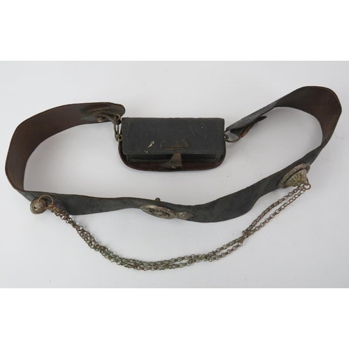 98 - Militaria: A rare East Kent Regiment 2nd Volunteer Battalion cross chest belt with pouch and whistle... 