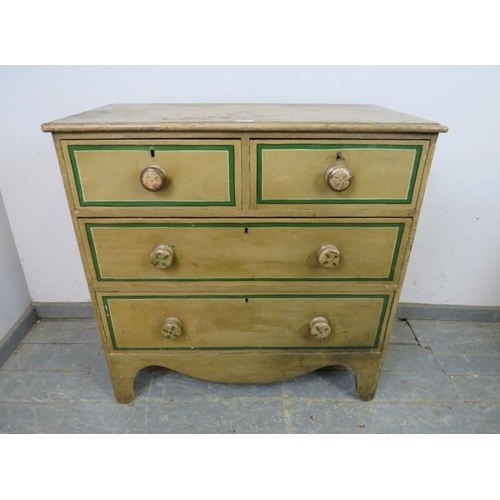 714 - An early 19th century painted pine chest in the Scandinavian taste, retaining the original paintwork... 