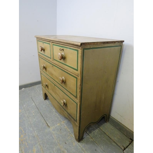 714 - An early 19th century painted pine chest in the Scandinavian taste, retaining the original paintwork... 