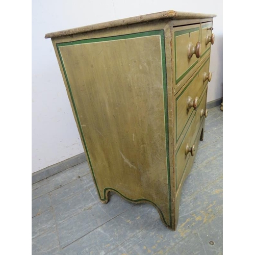 714 - An early 19th century painted pine chest in the Scandinavian taste, retaining the original paintwork... 