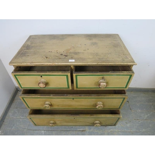 714 - An early 19th century painted pine chest in the Scandinavian taste, retaining the original paintwork... 