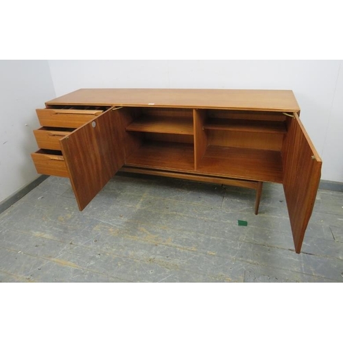 720 - A mid-century teak sideboard by McIntosh, housing three short drawers and two cupboards with fitted ... 