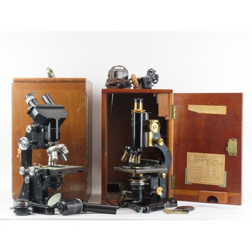 128 - A W Watson & Sons ‘Kima’ microscope and another Watson & Sons of London microscope. Both with cases.... 