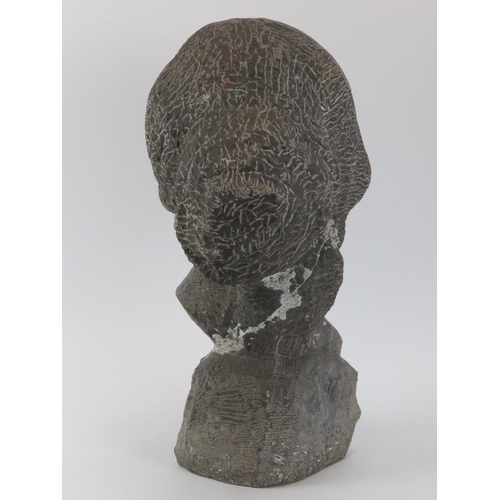 132 - A large carved granite stone female bust by Adelin Salle (1884-1952), Belgium, dated 1916. 40 cm hei... 