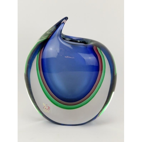 14 - An Italian Murano Vetro Artistico ‘Sommerso’ blue, red and green submerged clear glass vase by Luigi... 