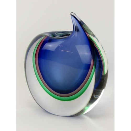 14 - An Italian Murano Vetro Artistico ‘Sommerso’ blue, red and green submerged clear glass vase by Luigi... 