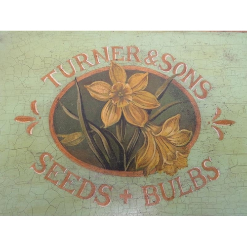 150 - Two Turner & Sons ‘Sunflower’ and ‘Daffodils’ seeds and bulbs hand painted tin boxes with covers, mi... 