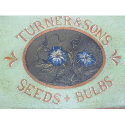 154 - Two Turner & Sons ‘Morning Glory’ and ‘Blue Bells’ seeds and bulbs hand painted tin boxes with cover... 