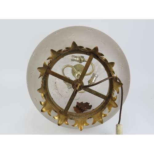 160 - A large globular star faceted glass ceiling light with gilt metal mounts by Visual Comfort & Co. cm ... 