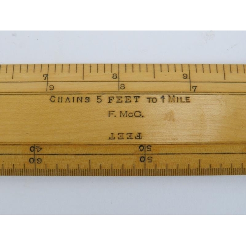 218 - Militaria: A cartographer’s / draughtsman’s wooden ruler set with case, late 19th/early 20th century... 