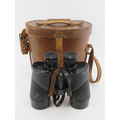 232 - A pair of 1943 US Navy BU Ships Mark I Mod 2 binoculars. 7x50 magnification. R.E.L. Canana leather c... 