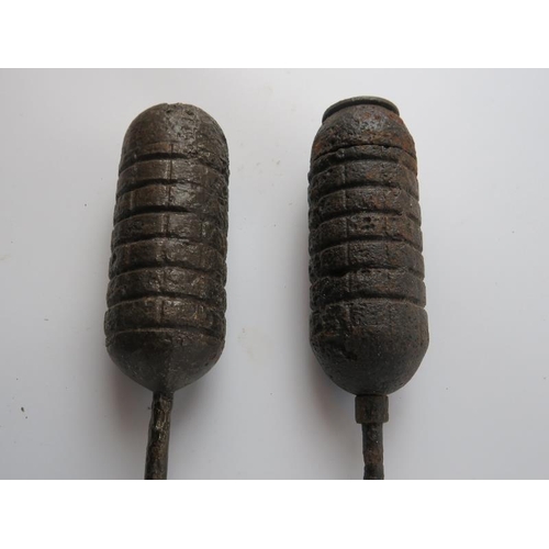 254 - Two German WWI era inert rifle grenades. (2 items) 55.5 cm length, 50.1 cm length.
Condition report:... 