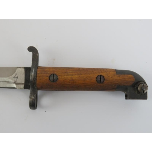 265 - A Swedish M1914 bayonet with scabbard. With double edged blade, ricasso struck EJ AB with anchor for... 