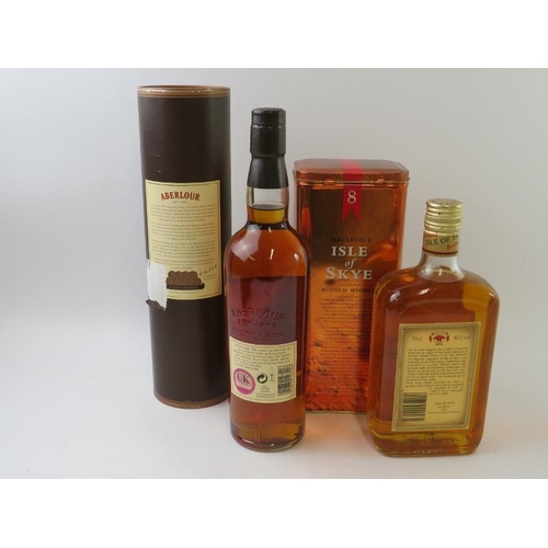 303 - 2 bottles: 1 bottle of Aberlour 10 year old Highland single malt Scotch whisky in tube; 1 bottle of ... 