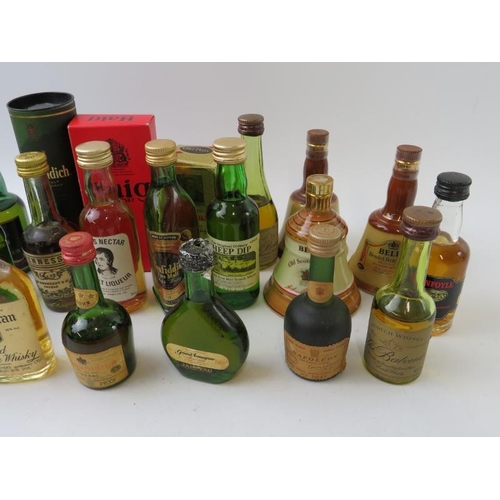 320 - 25 miniature bottles of mainly whisky and cognac including The Balvenie, The Glenlivet, Glenfoyle, O... 