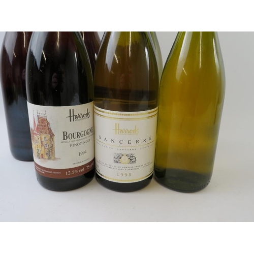 330 - 6 bottles: 3 bottles of Harrods Bourgogne Pinot Noir 1994 red wine, 75cl; 2 bottles of Harrods Sance... 