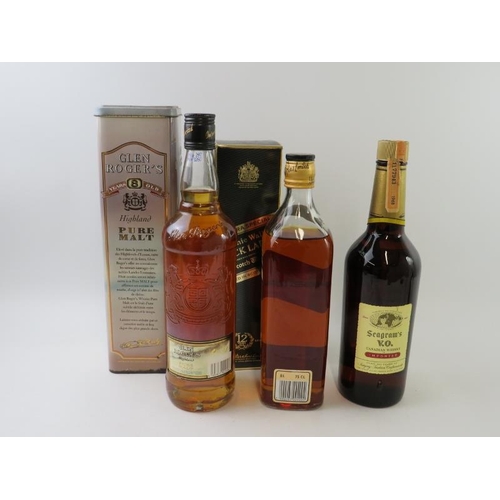 335 - 3 bottles: 1 bottle of Johnnie Walker Black Label Scotch whisky, 75cl, 40% vol, boxed, 1980s bottlin... 