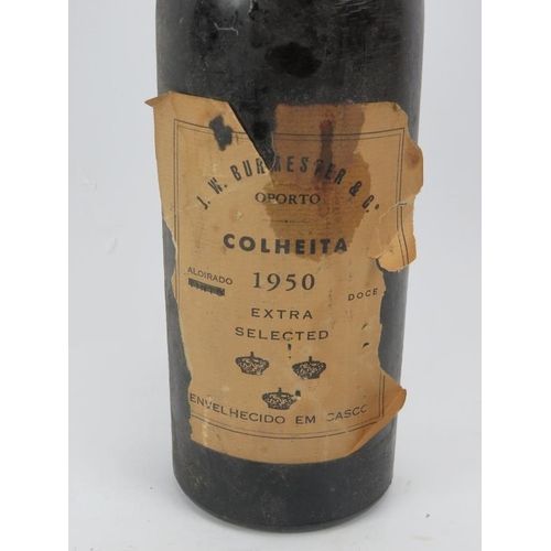 341 - A bottle of 1950 Colheita vintage port, J W Burmester & Co, level low neck. Original label (damaged)... 