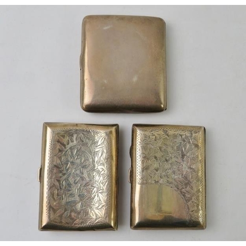 363 - Three early 20th century silver cigarette cases, two with engraved decoration, various hallmarks and... 