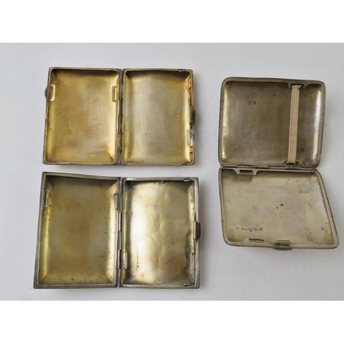 363 - Three early 20th century silver cigarette cases, two with engraved decoration, various hallmarks and... 