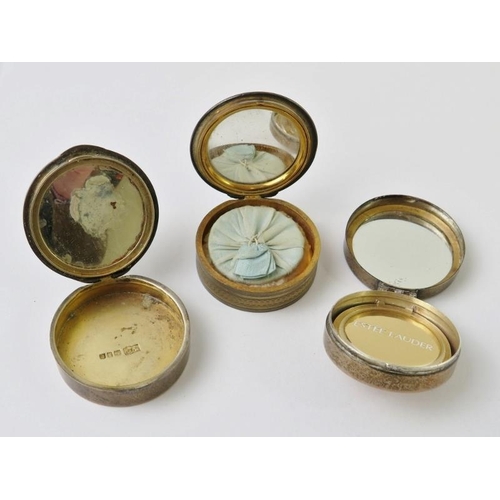 368 - Three small antique compacts to include one silver with tortoiseshell lid, hallmarked for London 190... 