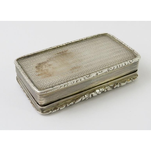 389 - A William IV/Victoria silver snuff box with lid depicting cherub and goat bacchanalian scene in reli... 