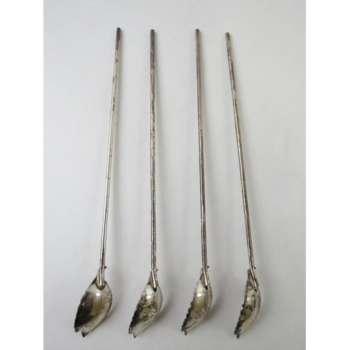 393 - A set of four Tiffany & Co sterling silver mint julep spoon straws, each marked Tiffany & Co Sterlin... 