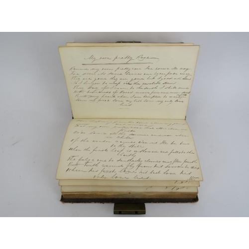 41 - An antique hand written book of poetry, circa 1820s-40s. Half filled with poems written by various h... 