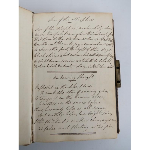 41 - An antique hand written book of poetry, circa 1820s-40s. Half filled with poems written by various h... 