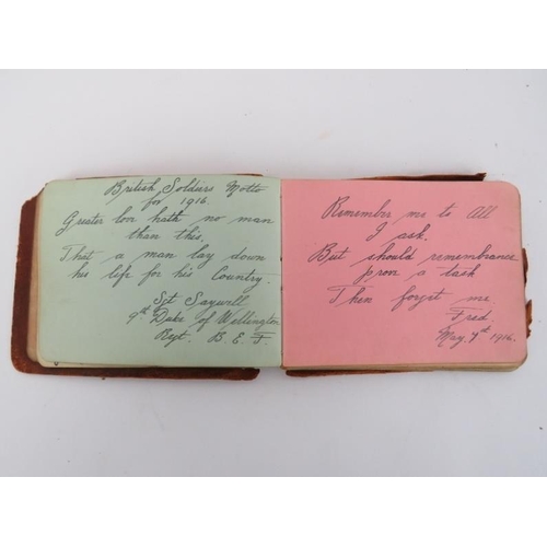 42 - An antique autograph album hand written with short poems by various hands, pre/during/post WWI era. ... 