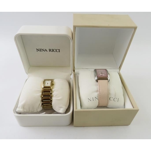 444 - Nina Ricci: two ladies quartz wristwatches, boxed. 
Condition report: Bentleys can not guarantee the... 